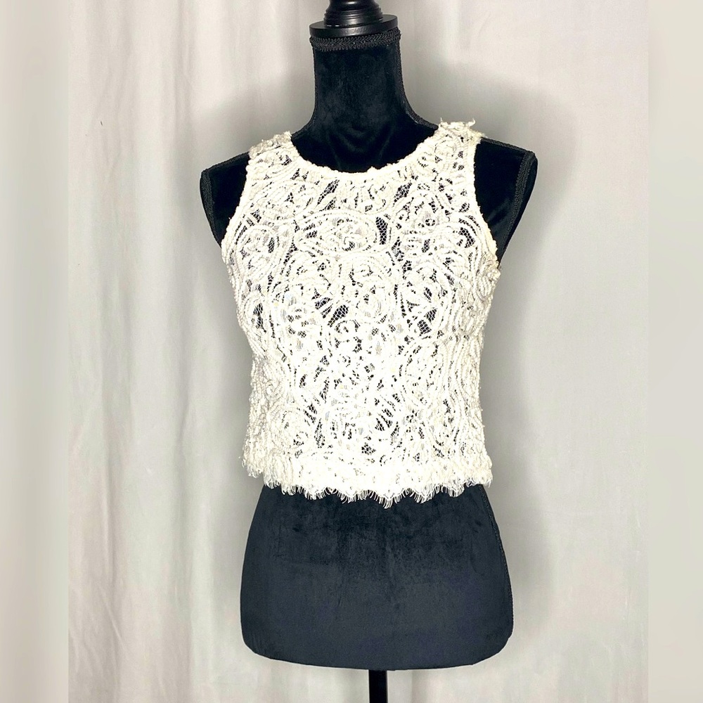 White lace crop top